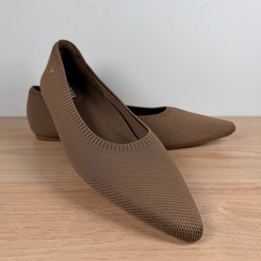 Vivaia Pointed Toe Flats Women Brown Knit Sustainable Comfort Shoes Classic EUC